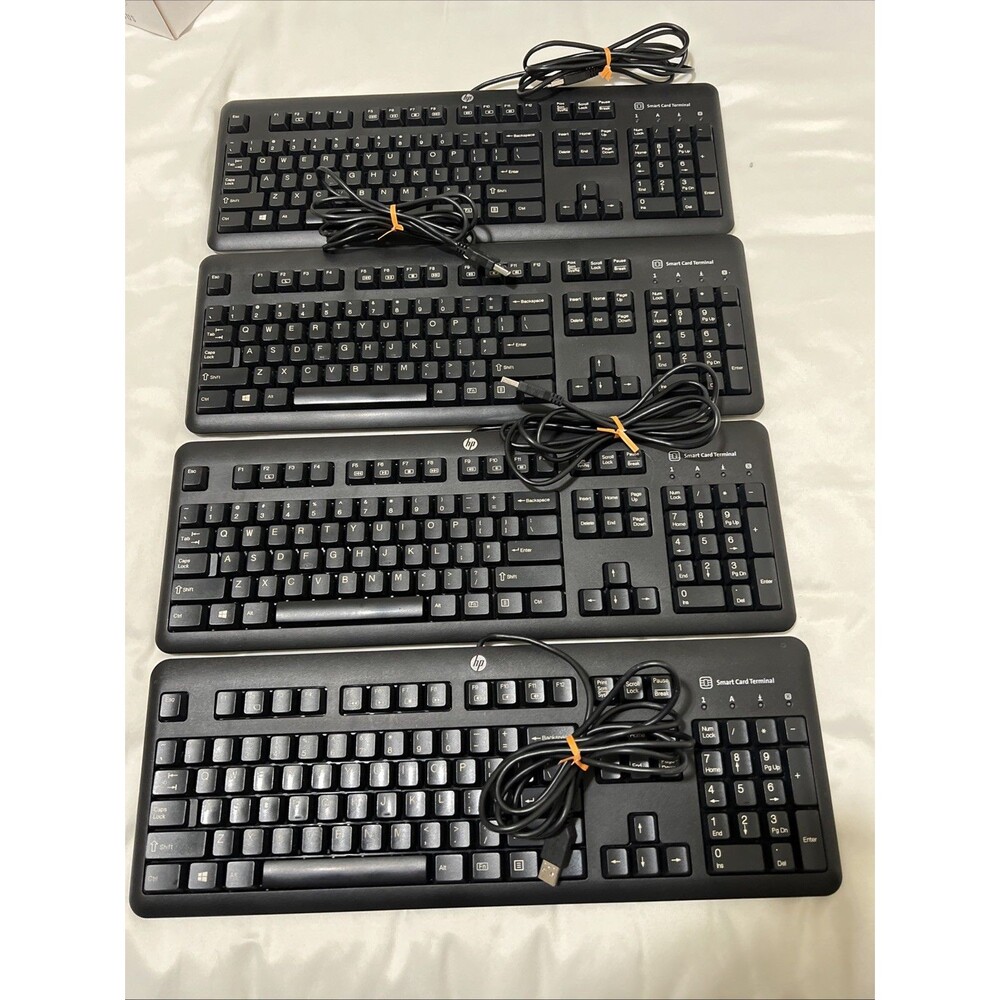 HP KUS1206 USB Keyboard w/ SMART CARD TERMINAL 70084001- Black - TESTED Lot of 4